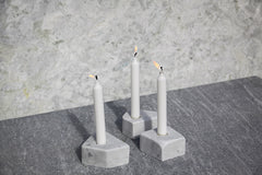 Hand Crafted Statuary Marble Stone Candle Holder Set
